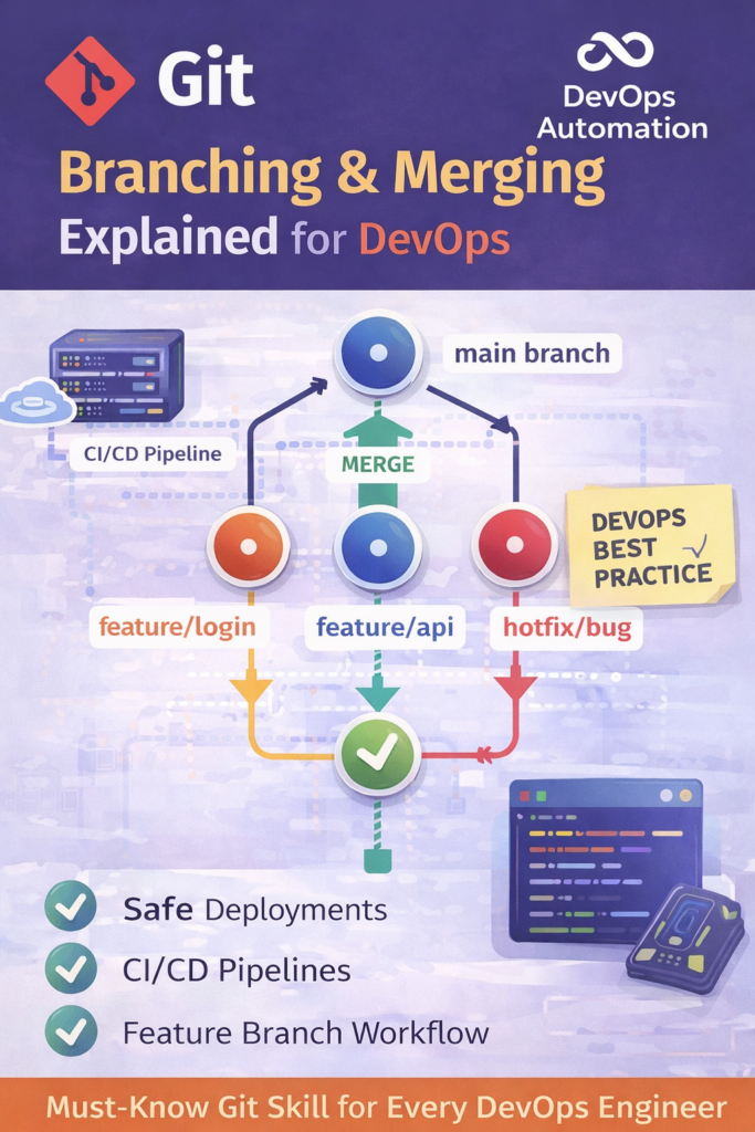 Git Branching &amp; Merging for DevOps (Production-Ready Guide)